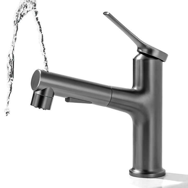 Wasserhahn Bad Ausziehbar, Ausziehbare Waschtischbatterie mit 2 Sprühmodi heiss und kalt Zweifach-Re