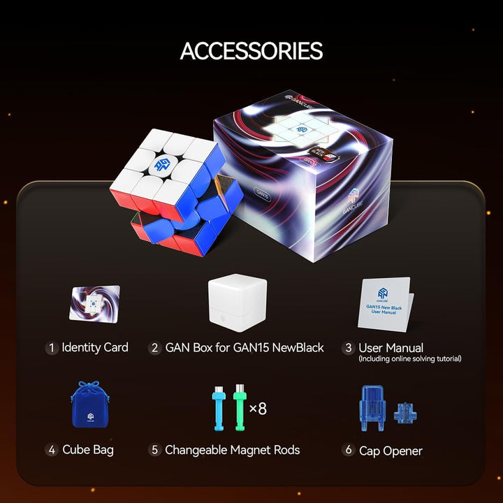 GAN 15 Maglev Zauberwürfel Magnetisch Speed Cube 3x3, Magischer Speed Cube, mit Flügelförmige Numeri