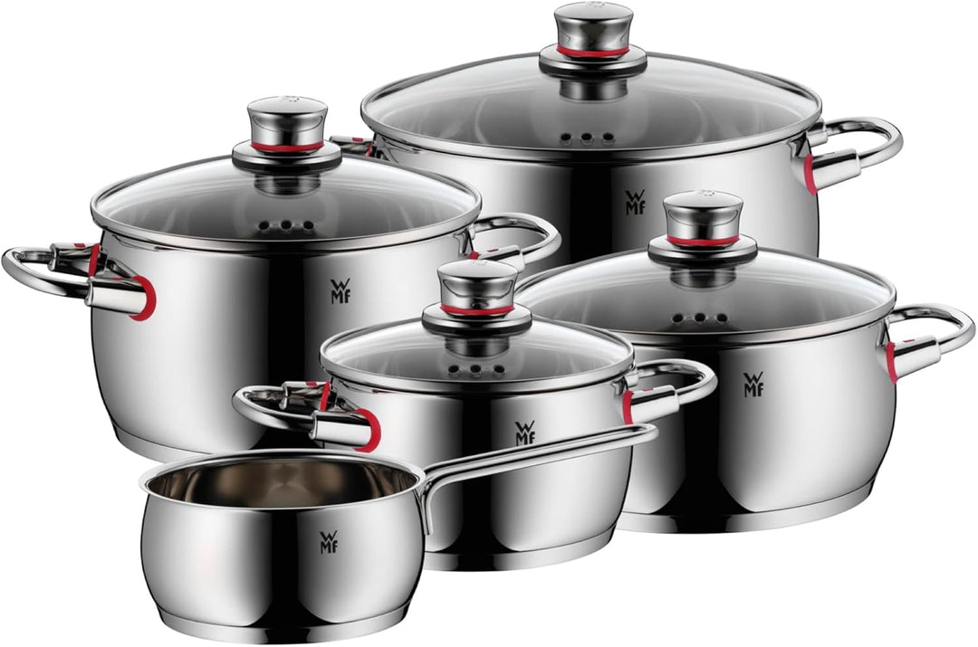 WMF Quality One Topfset Induktion 5-teilig, Kochtopf Set mit Glasdeckel, Cromargan Edelstahl poliert