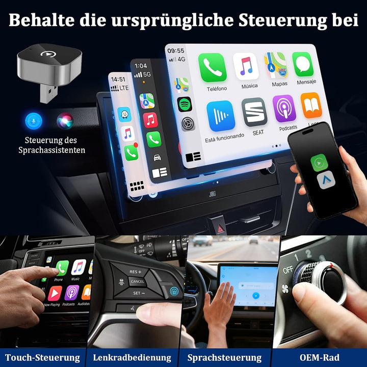 2 in 1 Carplay Wireless Adapter &amp; Android Auto Adapter,USB-A/Typ-C Wired Auf Wireless Kompatibel Mit
