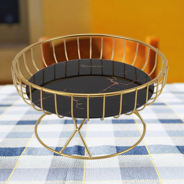 Qcwwy Runder Obstkorb, Goldene Hohle Metall-Obstschale, Ständer, Obstteller, Obsttablett, Wohnzimmer