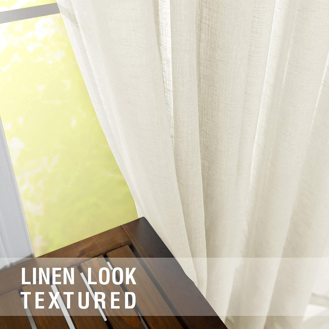 Koufall Vorhänge, Leinenoptik, durchsichtig 52x96 beige, 52x96 Beige