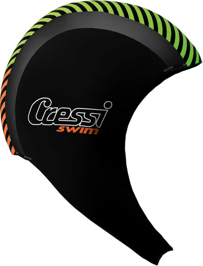 Cressi Swim Hood 2mm - Unisex Adult Schutzkappe zum Schwimmen/Schnorcheln/Tauchen, Schwarz/Orange/Li