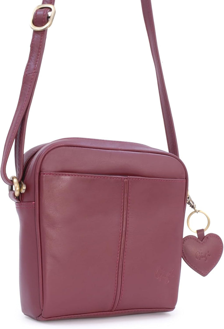 Gigi - Leder - Damenhandtasche/Umhängetasche Klein - OTHELLO 22-29" Burgund, Burgund