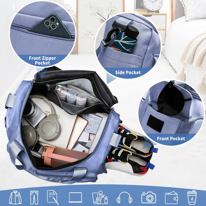 Sporttasche Herren Reisetasche mit Schuhfach und Nassfach Gross Gym Bag Faltbar Schwimmtasche Wasser