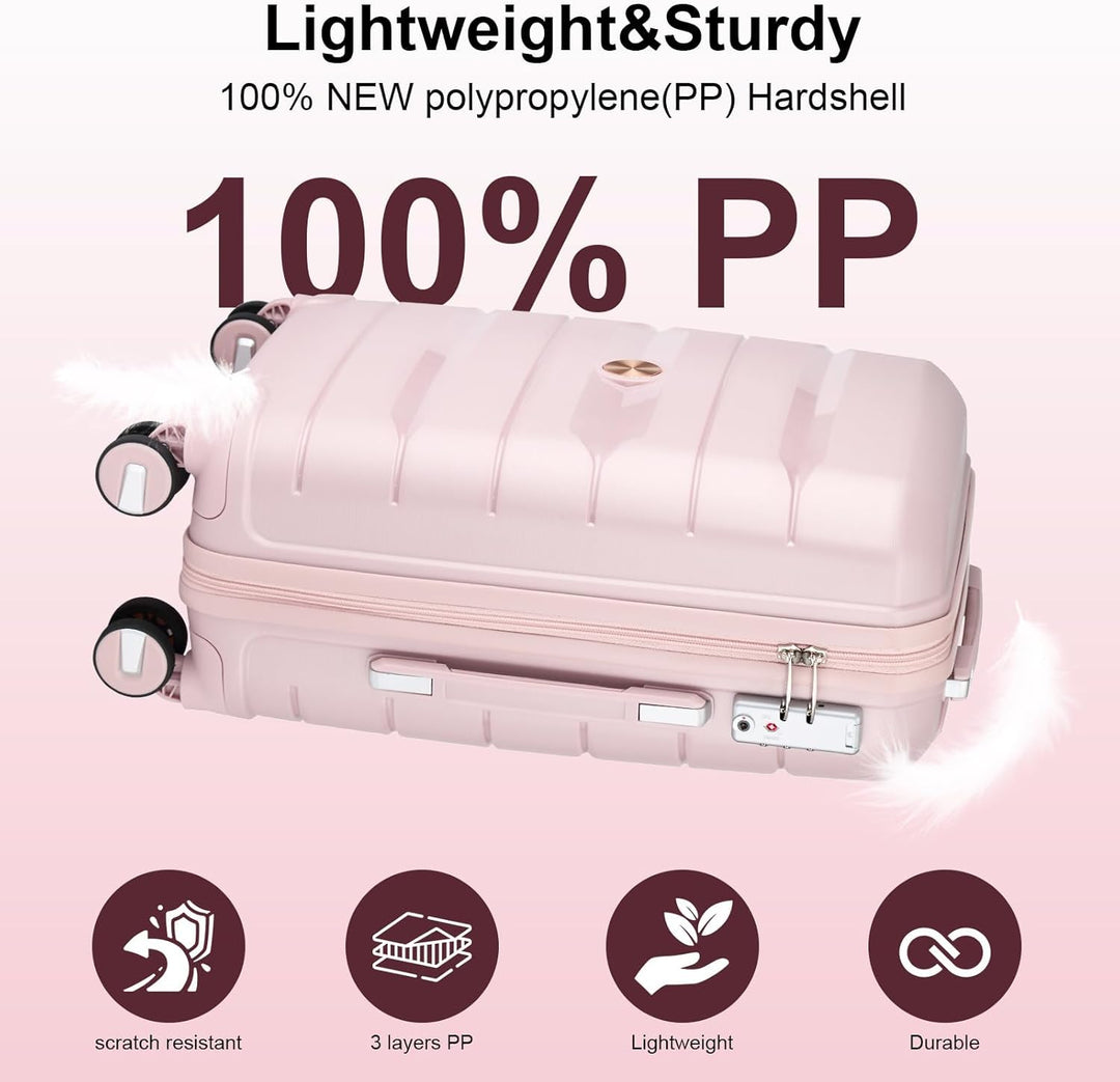 Sea choice Hartschalen Koffer Trolley Erweiterbar Kabinen Handgepäck 100% PP Leicht Reisekoffer mit