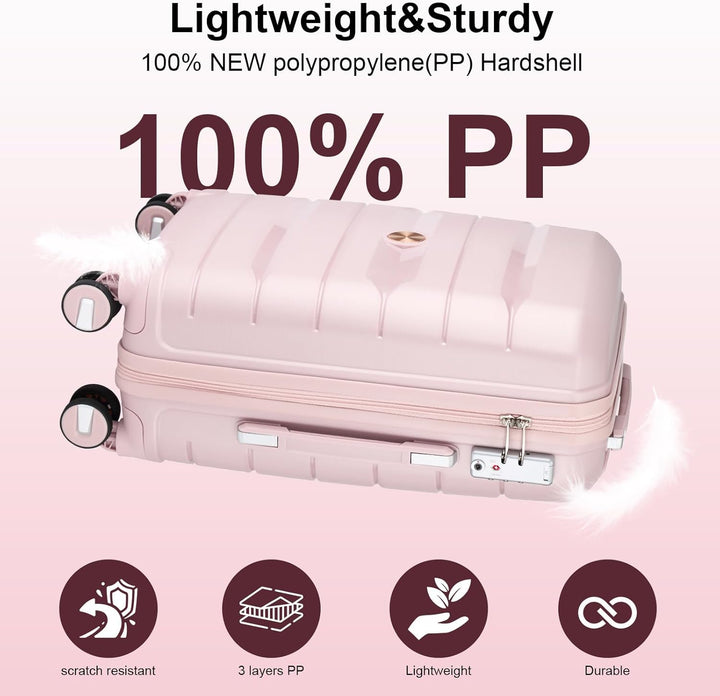Sea choice Hartschalen Koffer Trolley Erweiterbar Kabinen Handgepäck 100% PP Leicht Reisekoffer mit