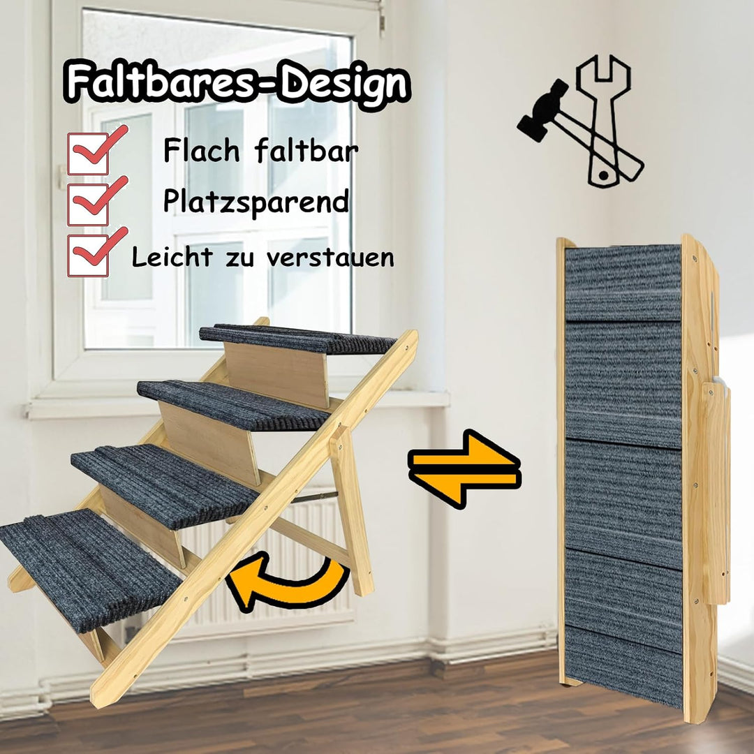NAIZY Hundetreppe Hunderampe für Kleine 2-in-1 Hunde & Kätze Klappbare Haustierrampe Belastbarkeit B