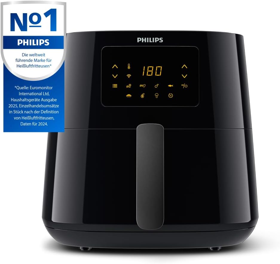 Philips HD9280/90 Airfryer XL Essential (Heissluftfritteuse, 2000 W, 1200 g Kapazität, digitales Dis