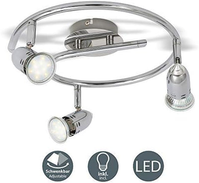 B.K.Licht - LED Deckenlampe schwenkbar, warmweisse Lichtfarbe, je 3 Watt, 250 Lumen, LED Deckenleuch