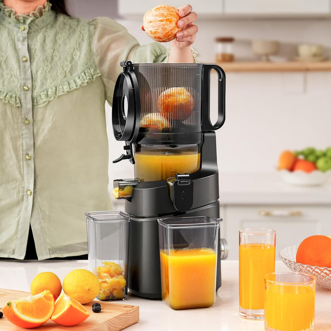 AMZCHEF 250W Automatischer All-In-One Entsafter, 145MM Öffnung und 1,8L entsafter für Gemüse und Obs