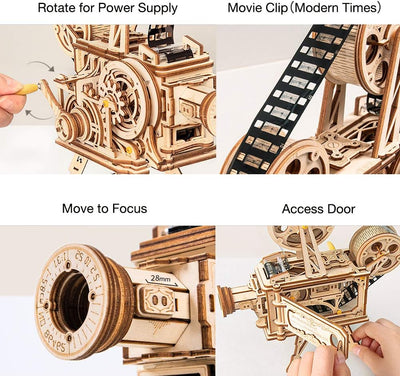 ROKR Vitascope Holzpuzzle, Mechanische Modellbausätze, Technischer Modellbausatz, Hand-Generator Kla