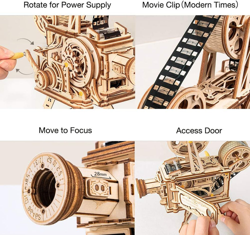 ROKR Vitascope Holzpuzzle, Mechanische Modellbausätze, Technischer Modellbausatz, Hand-Generator Kla