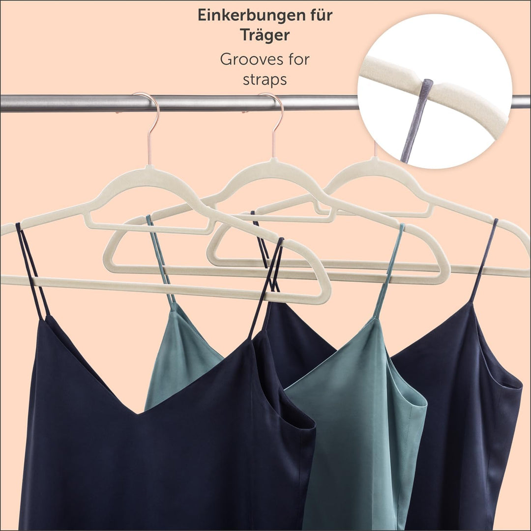Blumtal Kleiderbügel 30 Stück - Kleiderbügel Samt 360° drehbar und belastbar - Kleiderbügel platzspa