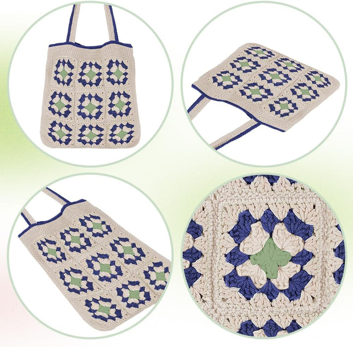 ORIGACH Häkel Tasche Set Für Anfänger, Granny Square Häkeltasche Häkelset, Häkelset für Erwachsene M