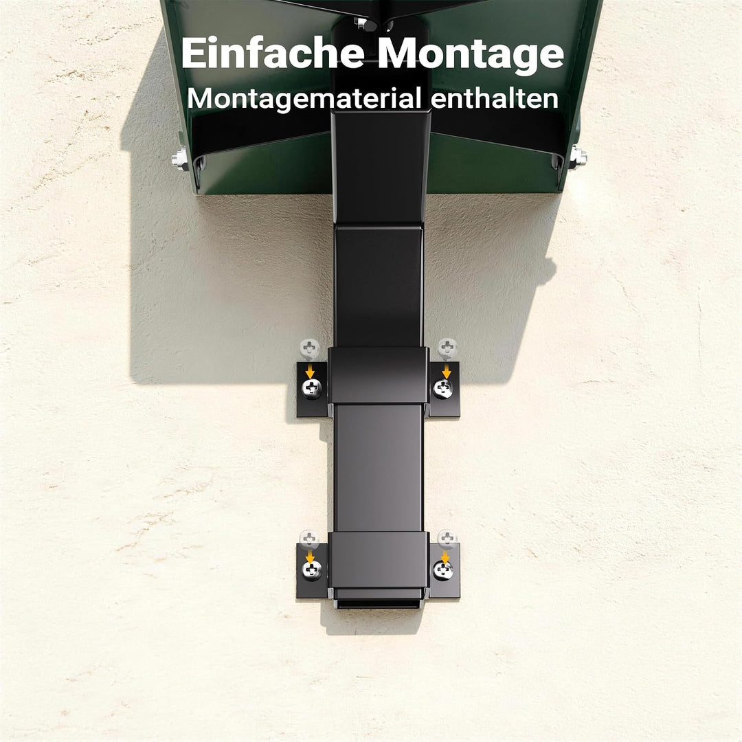 Wiltec Wandhalterung schwarz 50 x 120 x 250 mm für US Mailbox, amerikanischer Briefkasten mit Fahne,