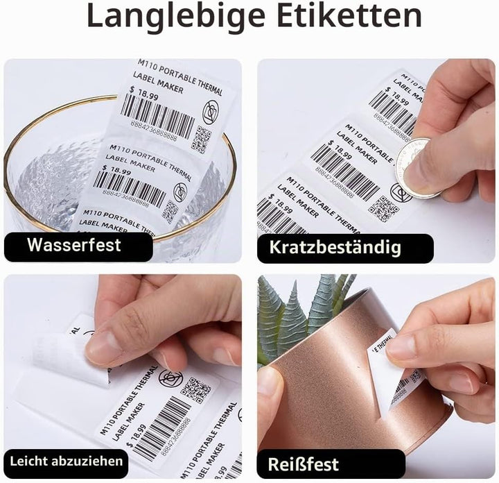 6 Rollen Phomemo M120/M110 Etiketten, 1.96"x 1.18" (50 x 30 mm) Thermoetikettenpapier für Phomemo M1