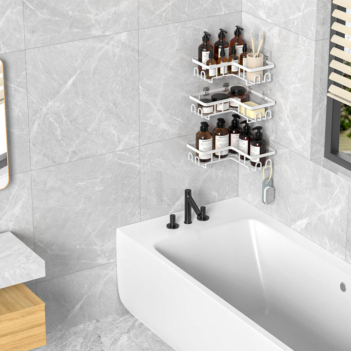 Duschablage Ohne Bohren Ecke - Rostfreier Duschregal Badezimmer Organizer Shampoo Halterung für Dusc