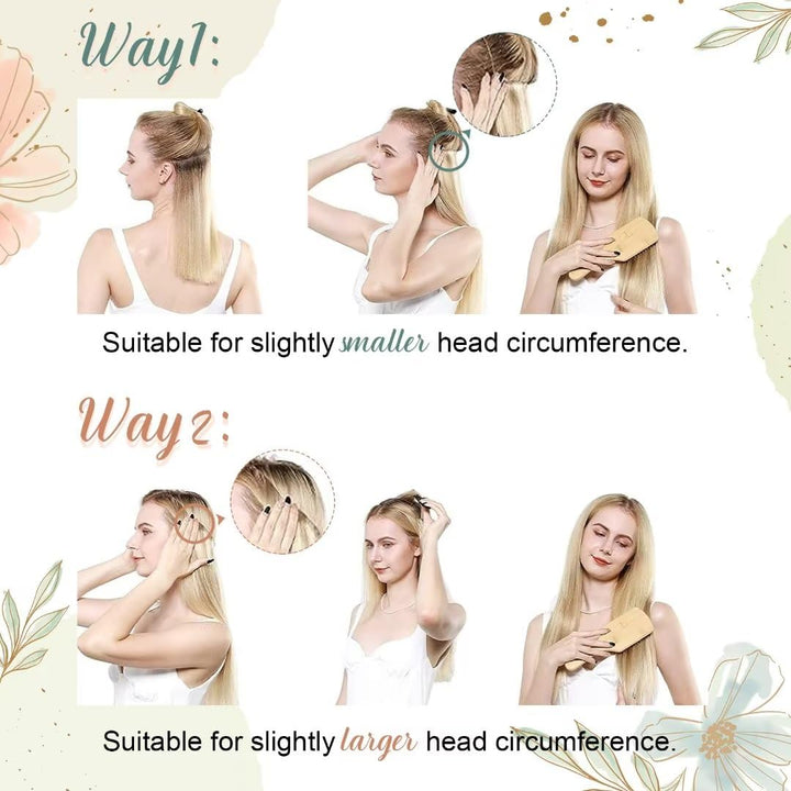 Easyouth Extensions mit Draht Balayage Haarteile Echthaar Draht Extensions Ash Blonde Mix Mittelbrau
