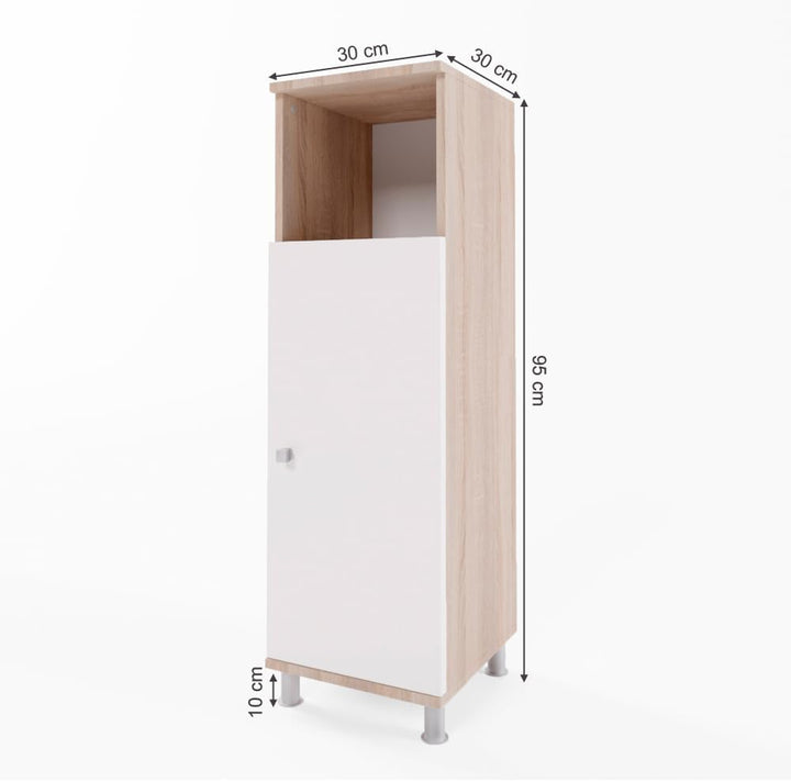 Vicco Midischrank Fynn, Weiss/Sonoma/Sonoma, 30 x 95 cm Weiss/Sonoma 95 x 30 cm, Weiss/Sonoma 95 x 3