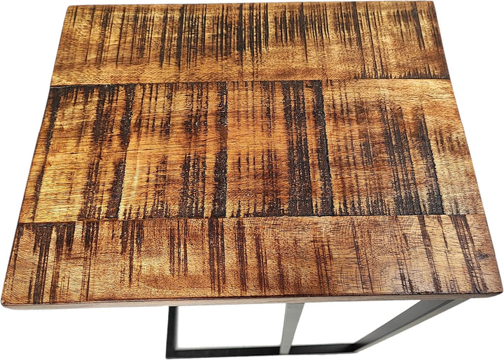 Mango Holz Couch-Tisch braun schwarz 34 x 54cm Natur Beistelltisch Deko Nachttisch, 34 x 54cm