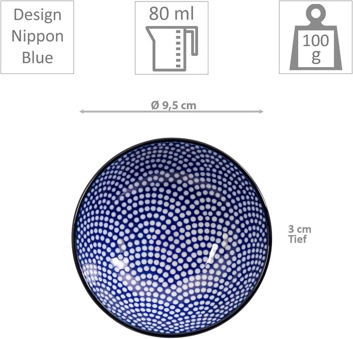 TOKYO design studio Nippon Blue Sushi-Set blau-weiss, 6-TLG., 2X Sushi-Platten 2X Saucen-Schalen, 2X