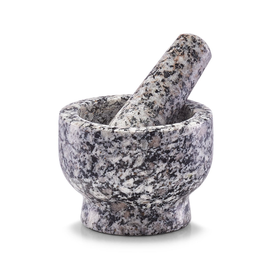 Zeller Mörser und Stössel-Set, Granit, grau, ca. 9 x 9 x 6,5 cm 9 x 9 x 6,5 cm Grau, 9 x 9 x 6,5 cm