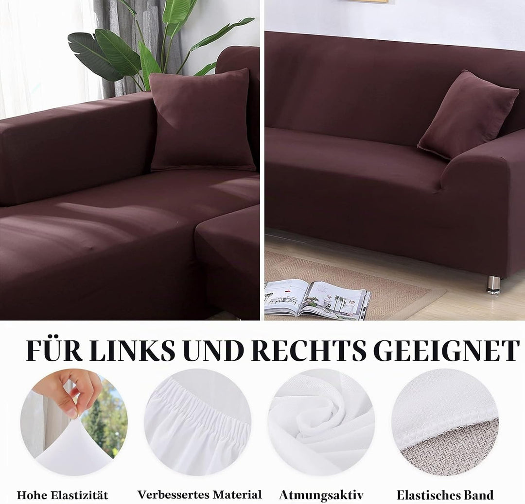 Jaotto Sofa Überwürfe Sofabezug Elastische Spandex Stretch Sofabezüge Couchbezug für L-Form Sofa Uni