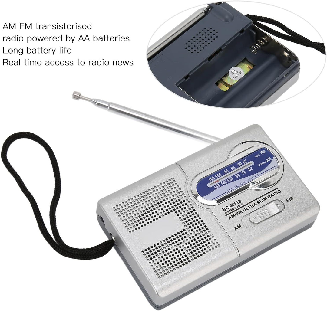 Tragbarer Radio-Transistor, Hervorragender Empfang auf Batteriebetriebenem UKW/MW-Radio mit Kopfhöre