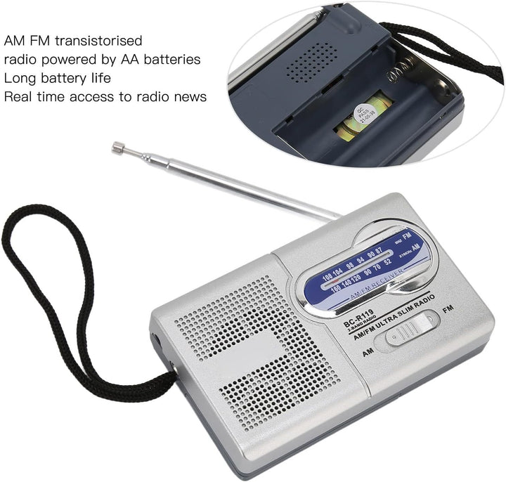 Tragbarer Radio-Transistor, Hervorragender Empfang auf Batteriebetriebenem UKW/MW-Radio mit Kopfhöre