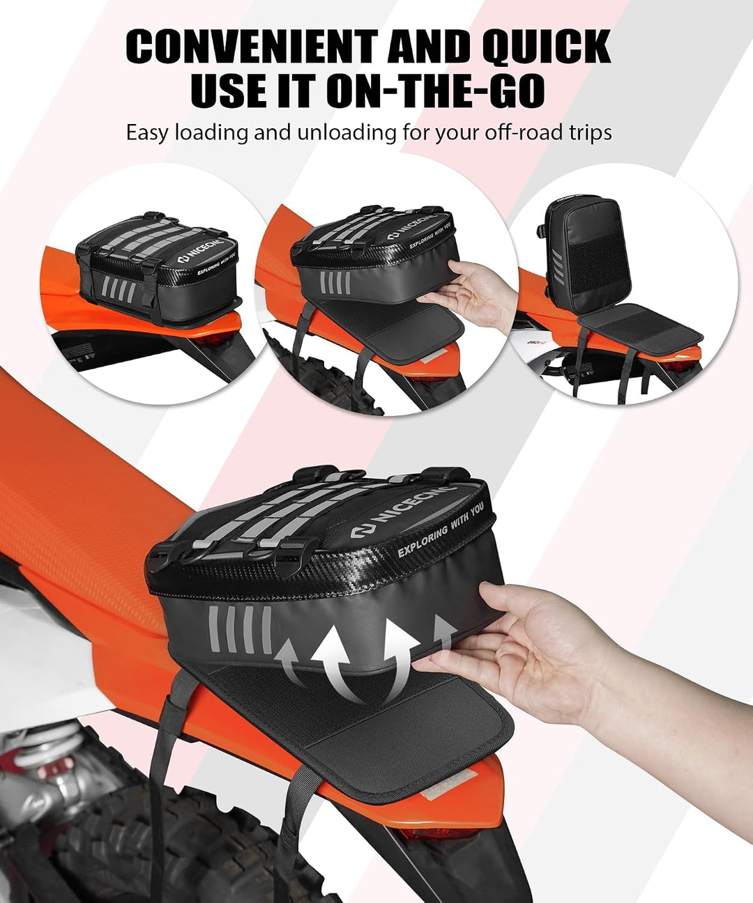 NICECNC Motorrad-Heckkotflügeltasche, Dirt-Bike-Tasche, Rücksitz mit Werkzeug-Rolltasche, Dirt-Bike-