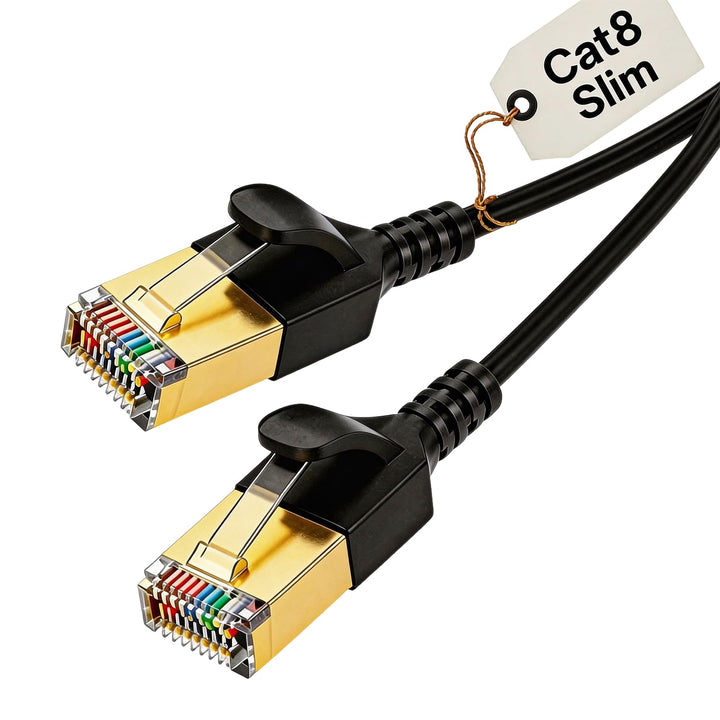 Elfcam® - 20m Slim Cat 8 Ethernet Cable, LAN WAN Cable, Cat 8 SFTP 32AWG, 2000Mhz 40Gbps mit RJ45 St