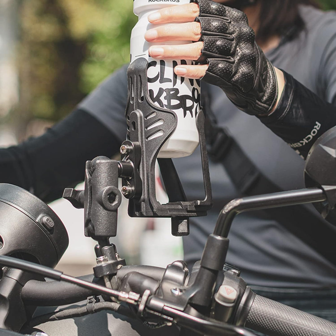 ROCKBROS Flaschenhalter Fahrrad, Motorrad Flaschenhalter mit 360 Grad Drehbarer Einstellbare Leicht