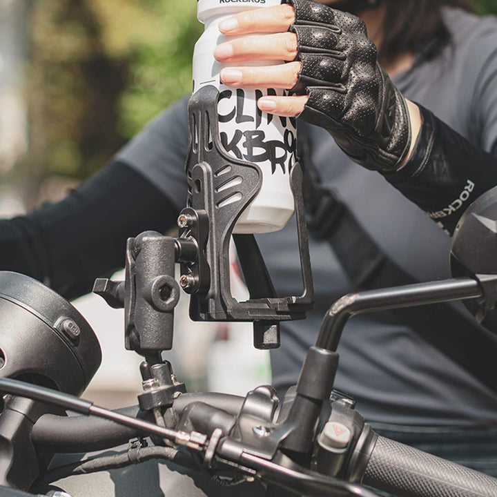 ROCKBROS Flaschenhalter Fahrrad, Motorrad Flaschenhalter mit 360 Grad Drehbarer Einstellbare Leicht