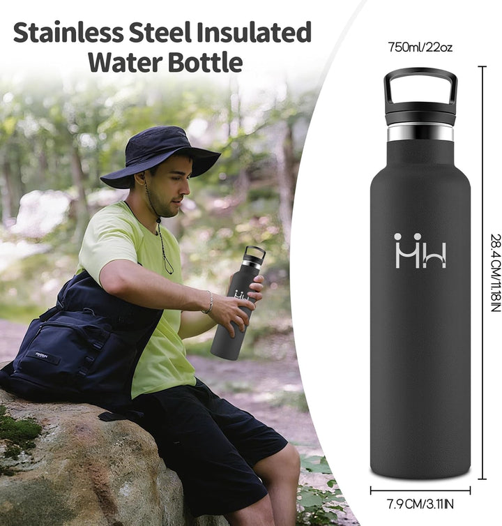 HoneyHolly Trinkflasche 750ML, BPA-Frei, Trinkflasche Edelstahl, Auslaufsichere Isolierflasche Doppe
