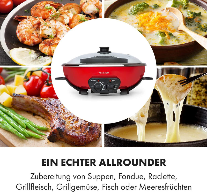 Klarstein Szechuan - Hot Pot und Grillplatte, Hot Pot Topf Volumen: 5 Liter, Hot Pot Grill 1350 Watt