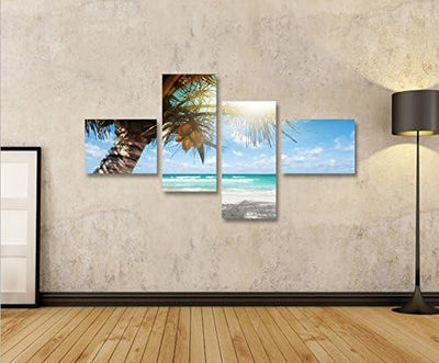 islandburner Bild Bilder auf Leinwand Palmenstrand 4L Karibik XXL Poster Leinwandbild Wandbild Dekoa