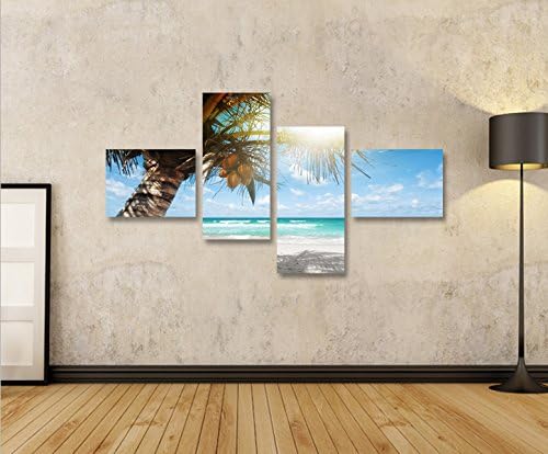 islandburner Bild Bilder auf Leinwand Palmenstrand 4L Karibik XXL Poster Leinwandbild Wandbild Dekoa