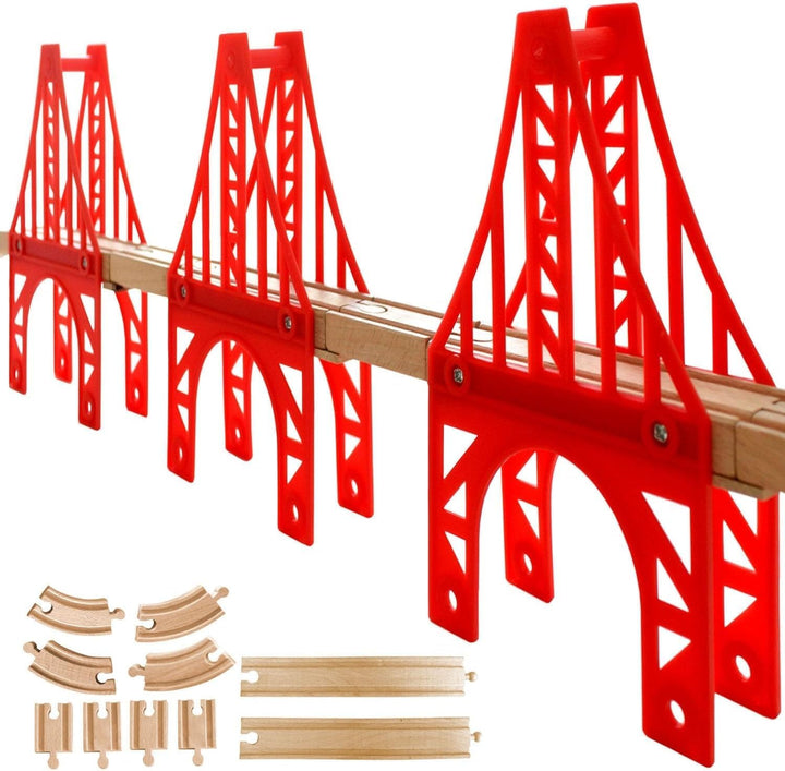 OrgMemory Eisenbahn Set, 3 Stück Hängebrücke, Holzeisenbahn Eisenbahnbrücke Kompatibel mit Anderer M