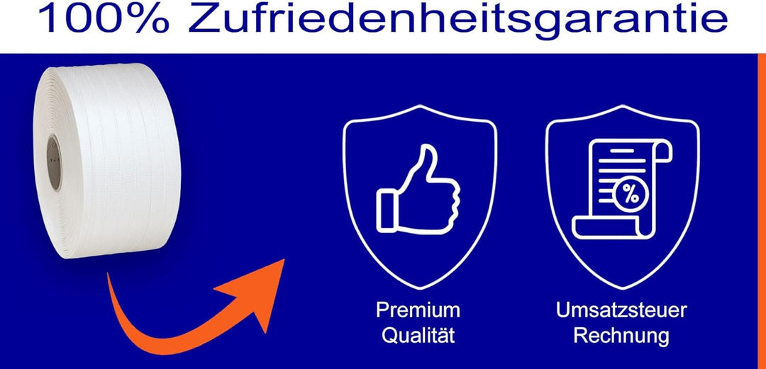 2 ROLLEN x 500m | 19mm gewebtes Polyester Umreifungsband | 750kg Bruchlast | Verzurrband für Ladungs