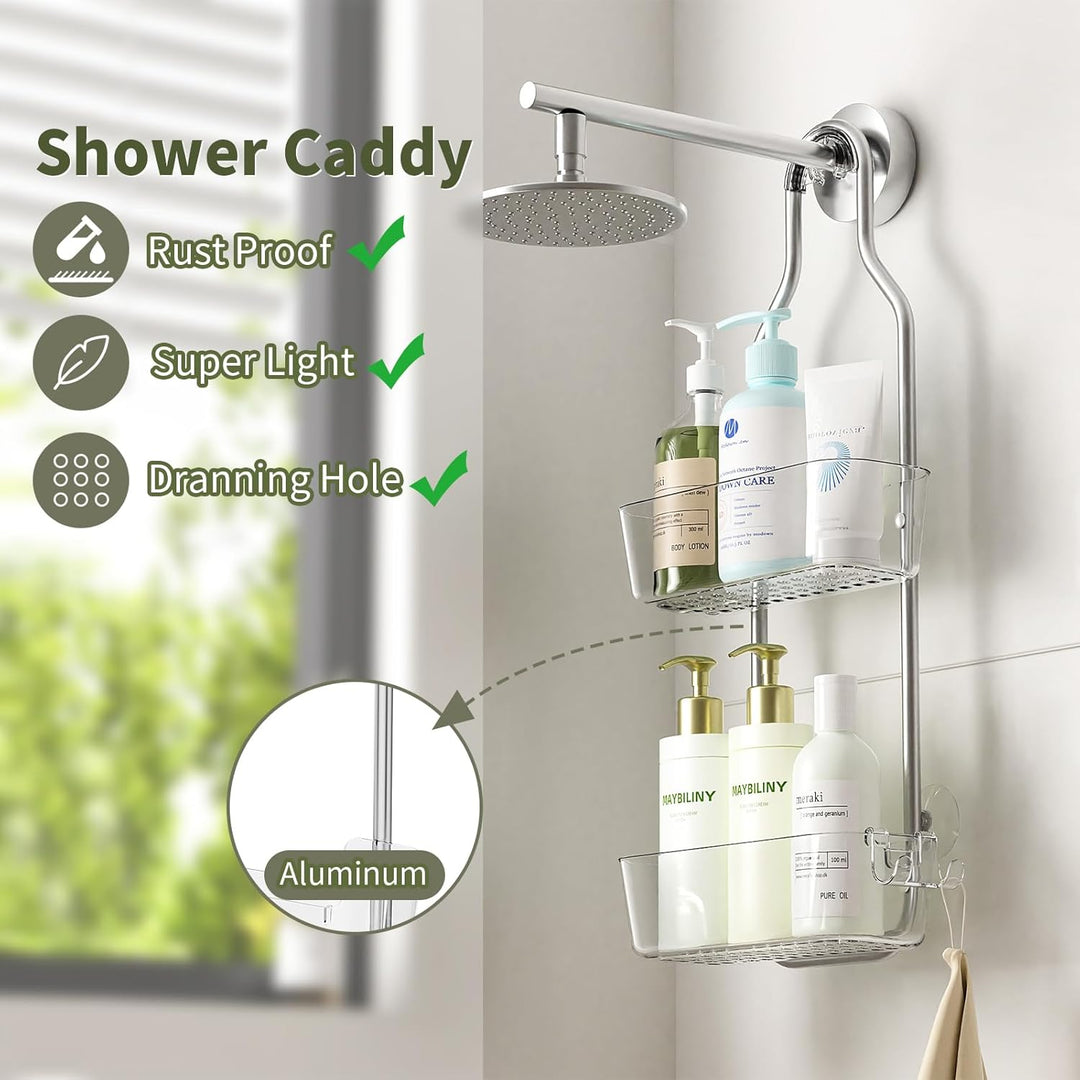 Ettori Hängende Dusche Caddy, 2-Schicht rostfreier Dusche Organizer, Aluminium Badezimmer Organizer
