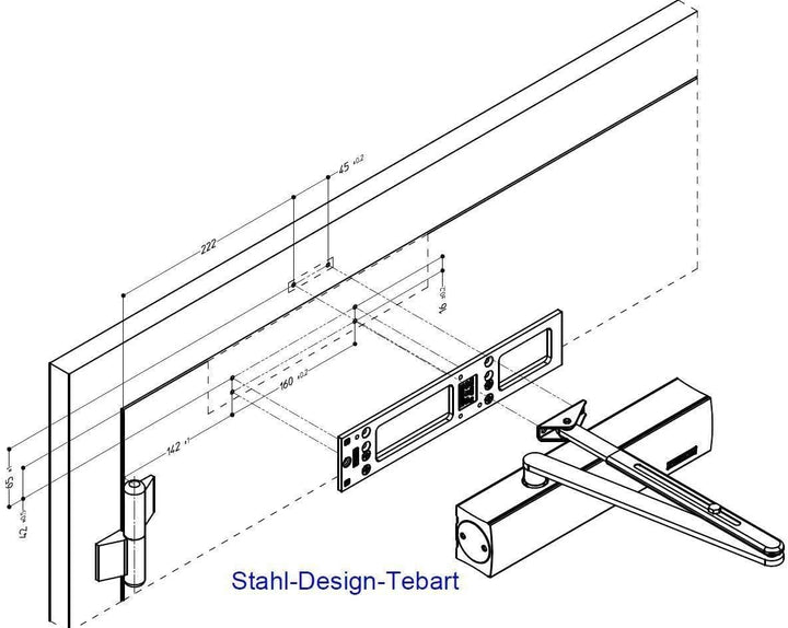 Türschliesser GEZE TS4000 TS 4000, silber Komplettpaket inkl. Montageplatte und Normalgestänge Ts 40