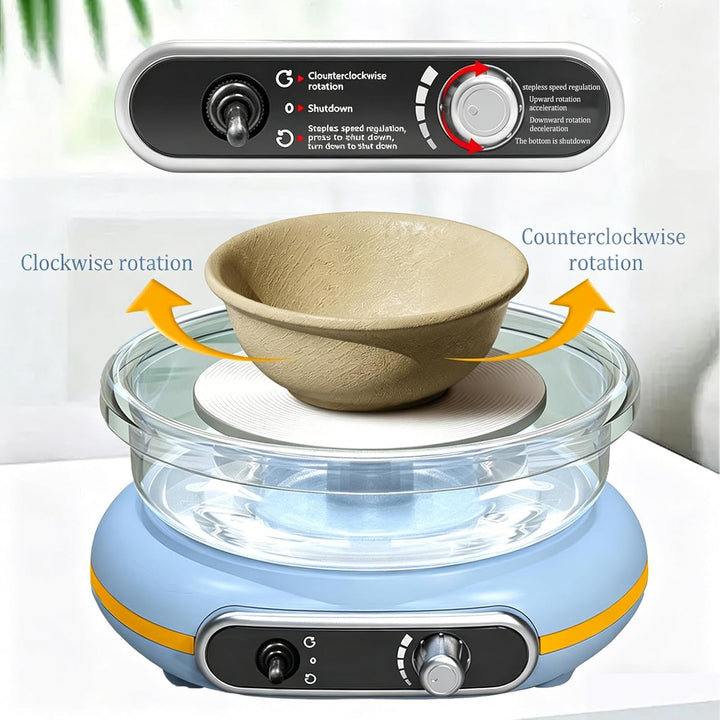Mini Töpferscheibe Set 12cm Drehteller mit Zwei-Wege-Rotation & Einstellbarer Geschwindigkeit,Elektr