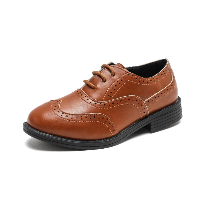 PPXID Jungen Schnürhalbschuhe Schule Oxfords Uniform Hochzeit Anzugschuhe 37 EU Dunkelbraun, 37 EU D