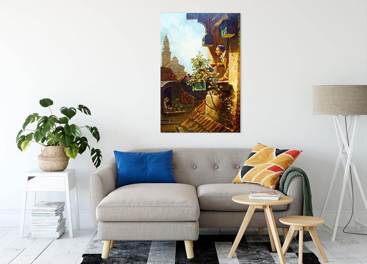 Carl Spitzweg - Im Dachstübchen als Leinwandbild / Grösse: 100x70 cm / Wandbild / Kunstdruck / ferti