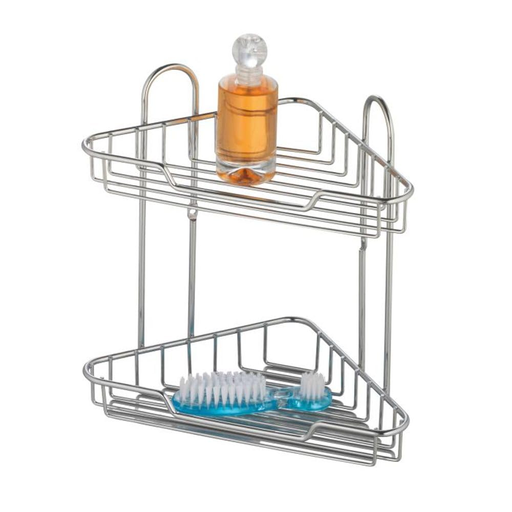 axentia Eckregal Escala in Silber, Hängeregal mit zwei Ablageflächen, Badregal aus robustem Metall,