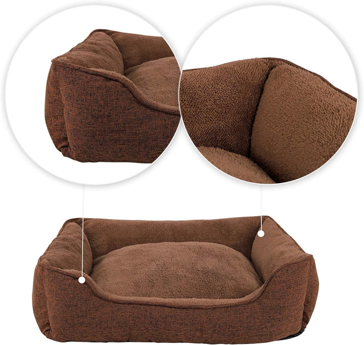 lionto Hundebett meliert Hundekissen Hundekörbchen Bezug abnehmbar, (M) 90x75 cm braun L 90 x B 75 x