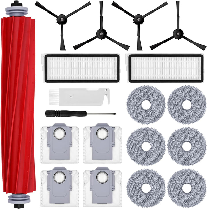 Zubehörset für Roborock Qrevo S/Qrevo MaxV/Qrevo Pro, 1*Main Rollbürste 4*Staubbeutel 4*Seitenbürste