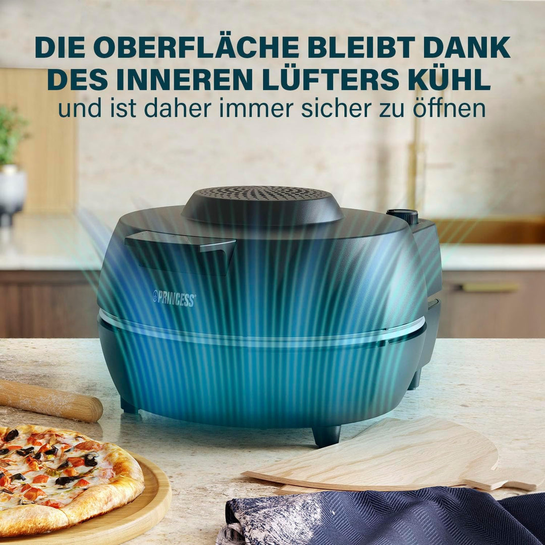 Princess Pizzaofen Pro 115005 – ø30 cm – Echter Pizzastein – Cool-Touch-Gehäuse für sicheren Gebrauc