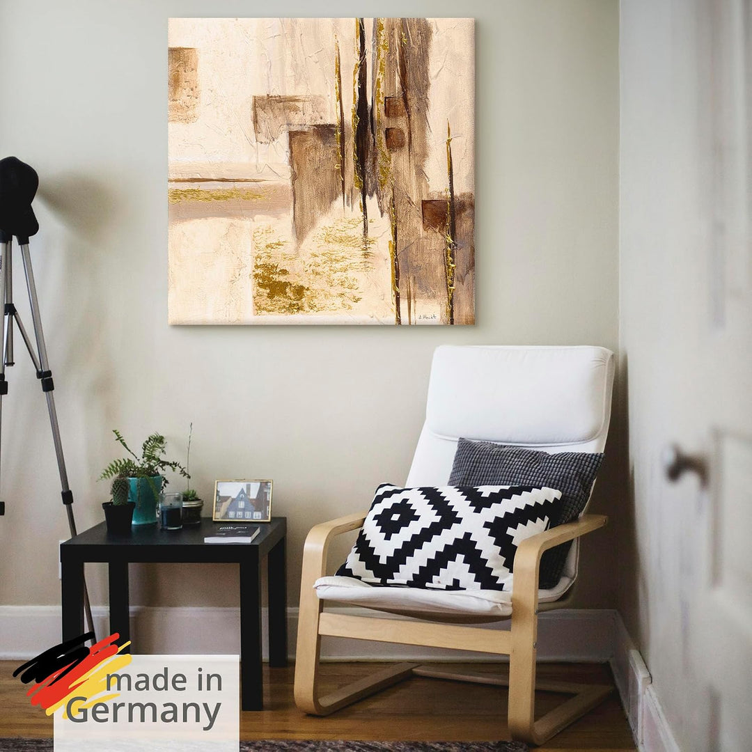 ARTland Leinwandbilder Wandbild Bild auf Leinwand 70 x 70 cm Abstrakte Motive Muster Malerei Creme A